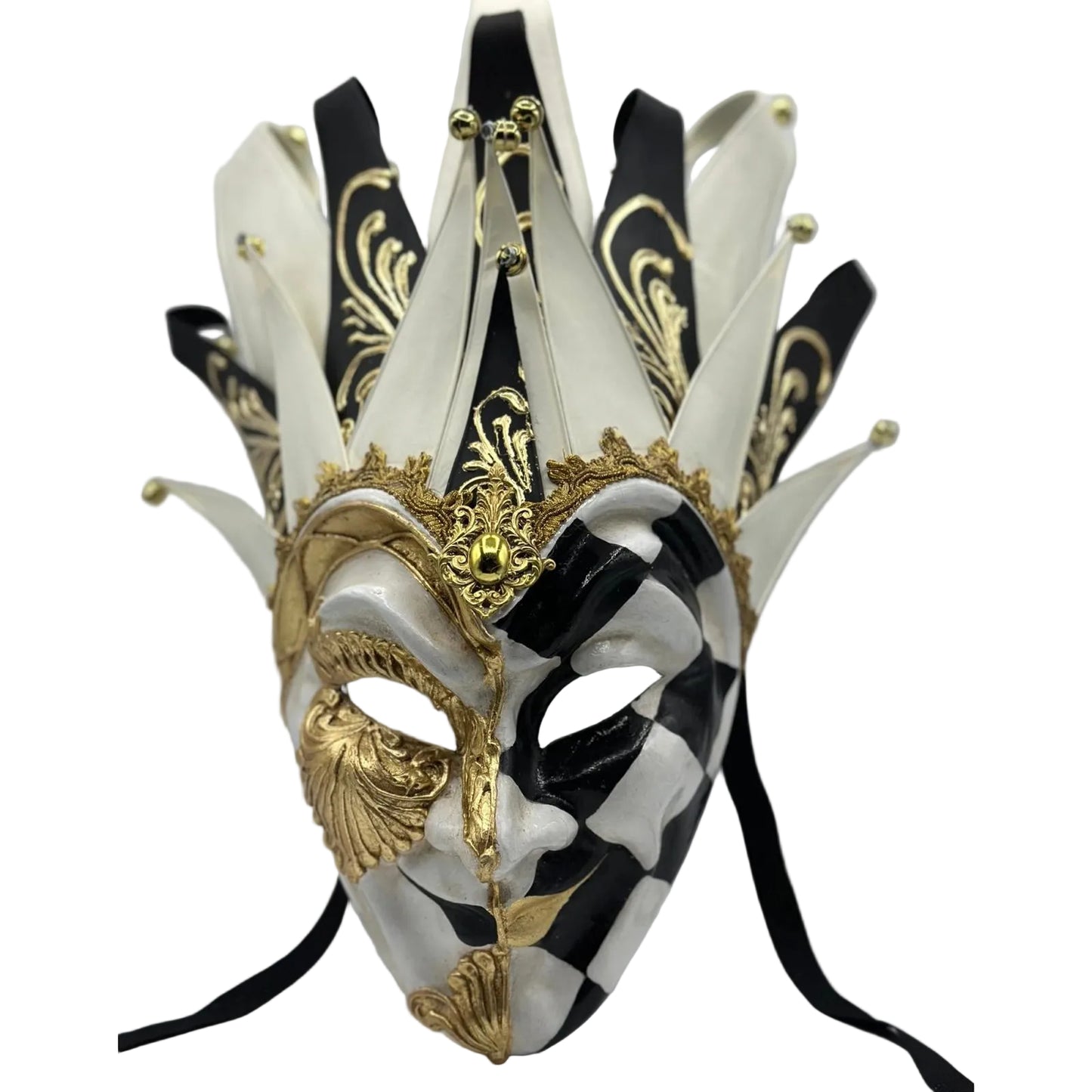 Venetian Joker Mask – Black White Gold