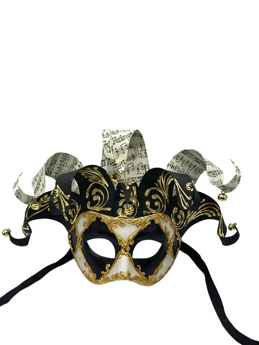 Venetian mask Jolly in black and white - Masquerade mask for men