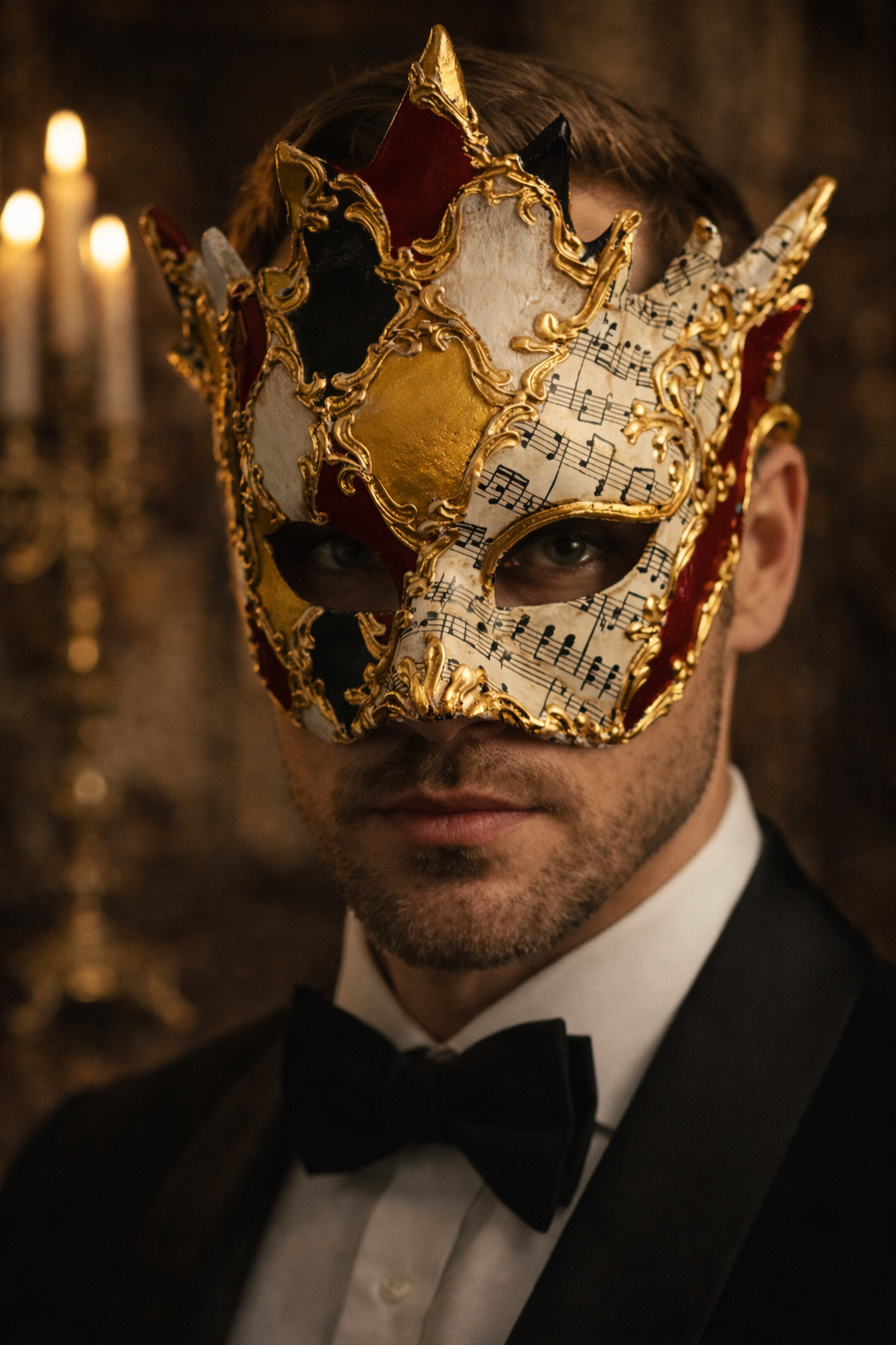 Máscara Veneciana Bacchus – Máscara de Mascarada Arlequín de Lujo