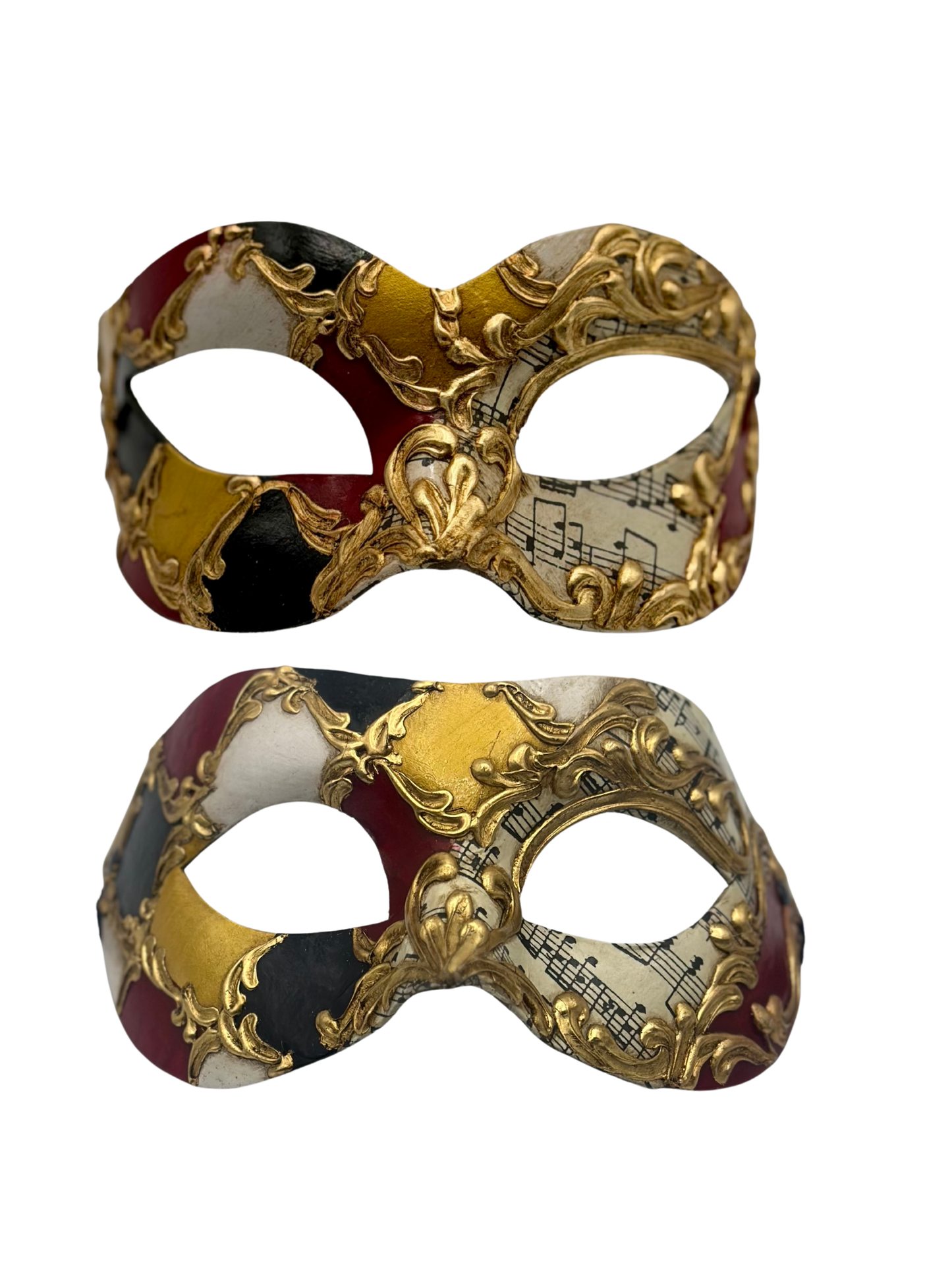 Conjunto de Máscaras Venecianas para Pareja – Máscaras Barrocas con Notas Musicales