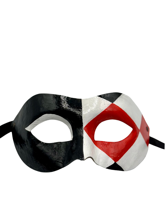 Masque vénitien – Noir, blanc et rouge
