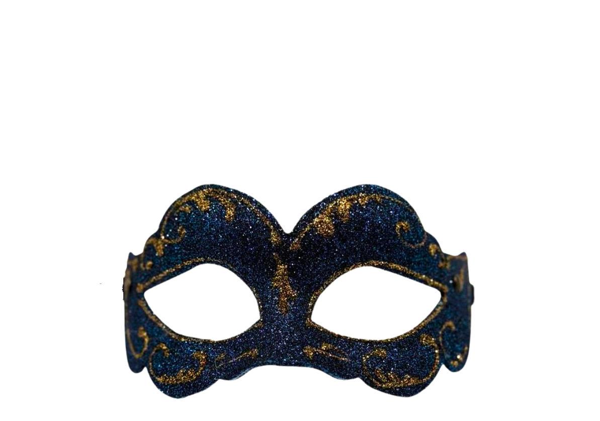 Masque vénitien à paillettes bleues – Masque de bal doré