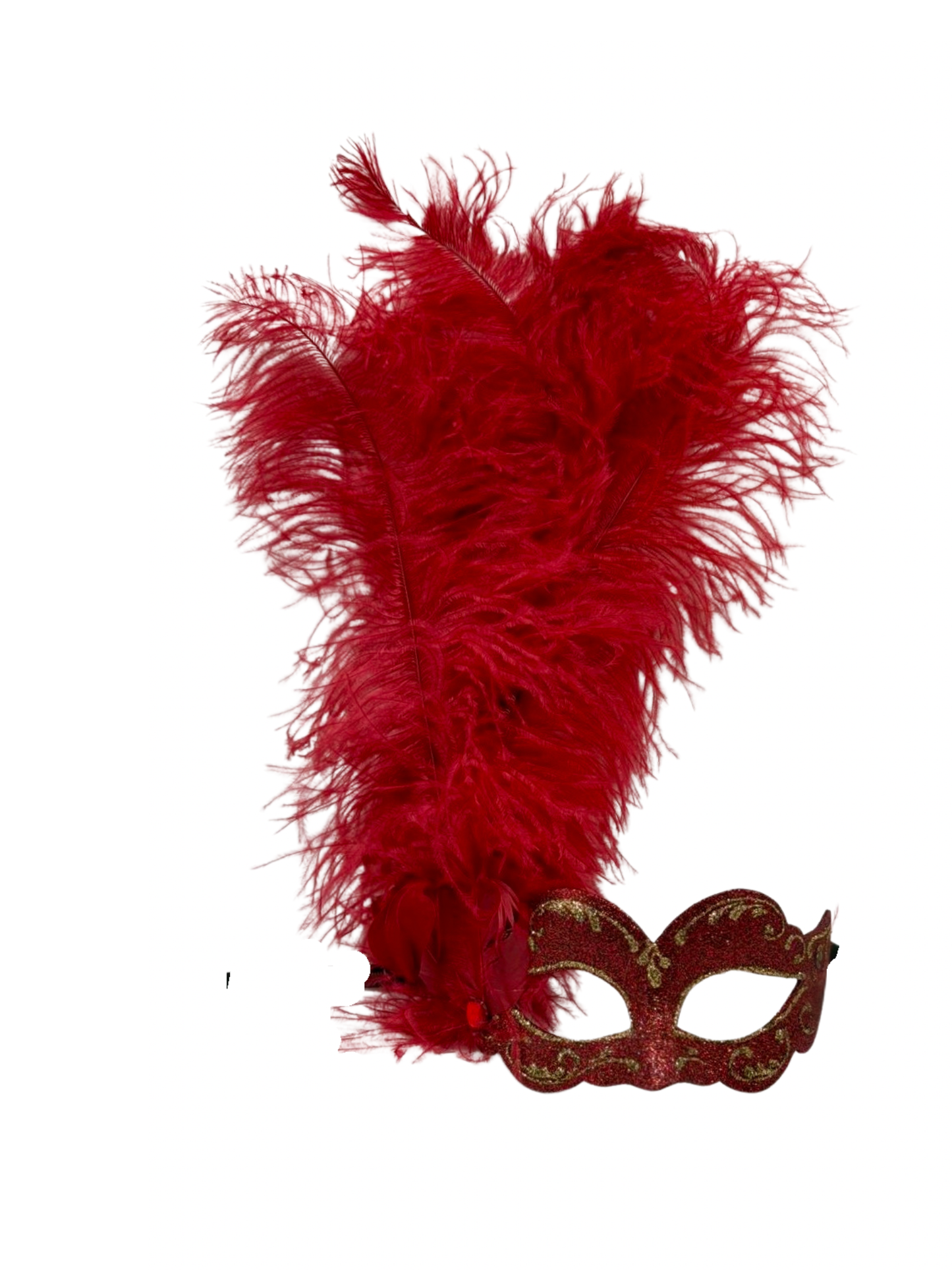 Máscara Veneciana con Plumas Rojas