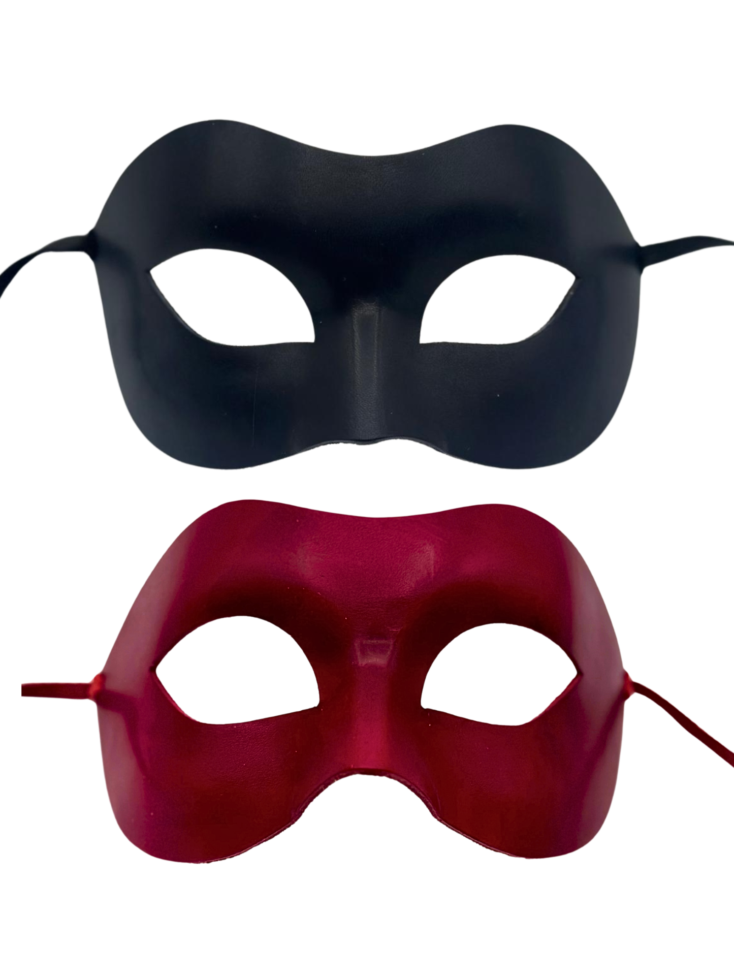 Loups de bal masqué assortis en cuir - Noir et Rouge