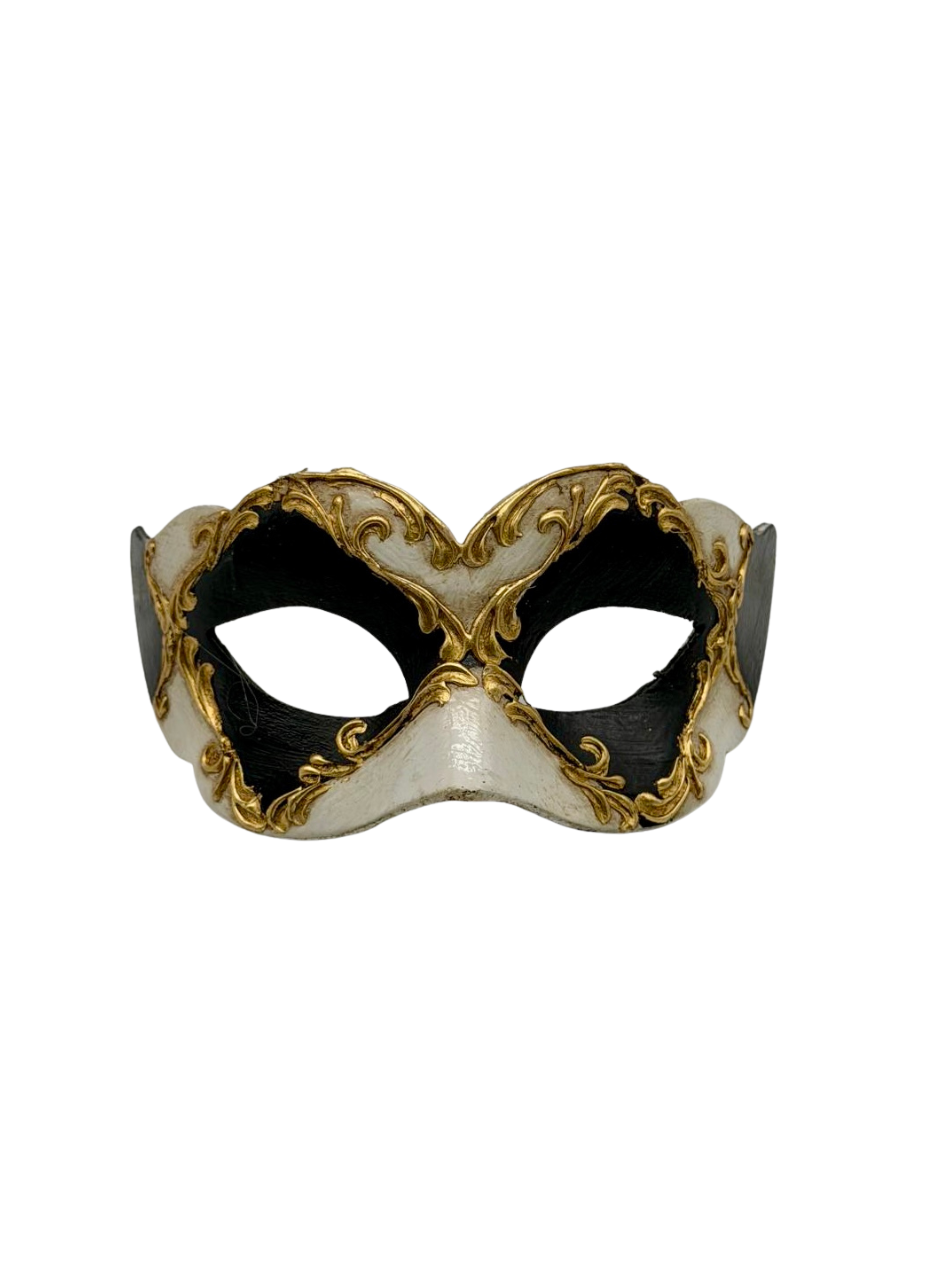 Venetian Kids Mask - Black, White & Gold