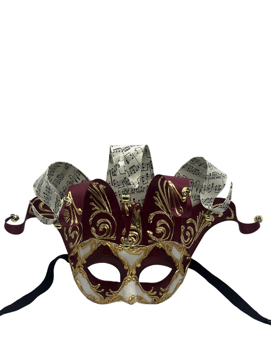 Venetian mask Jolly in red and white - Masquerade mask for men