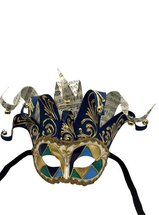 Venetian mask Jolly in blue - Masquerade mask for men