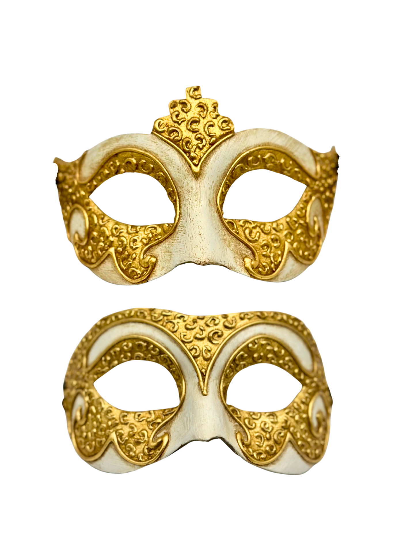 Set of 2 Venetian Masks in Gold & Ivory – Couple Set