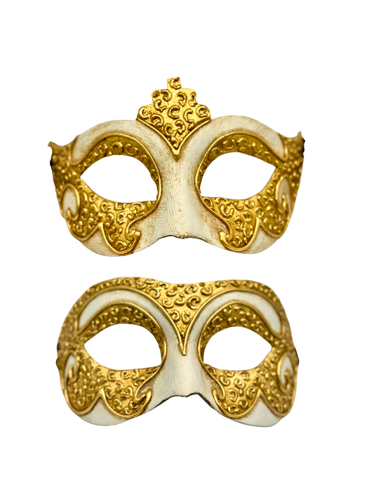 Set de 2 Máscaras Venecianas en Oro e Marfil para Pareja
