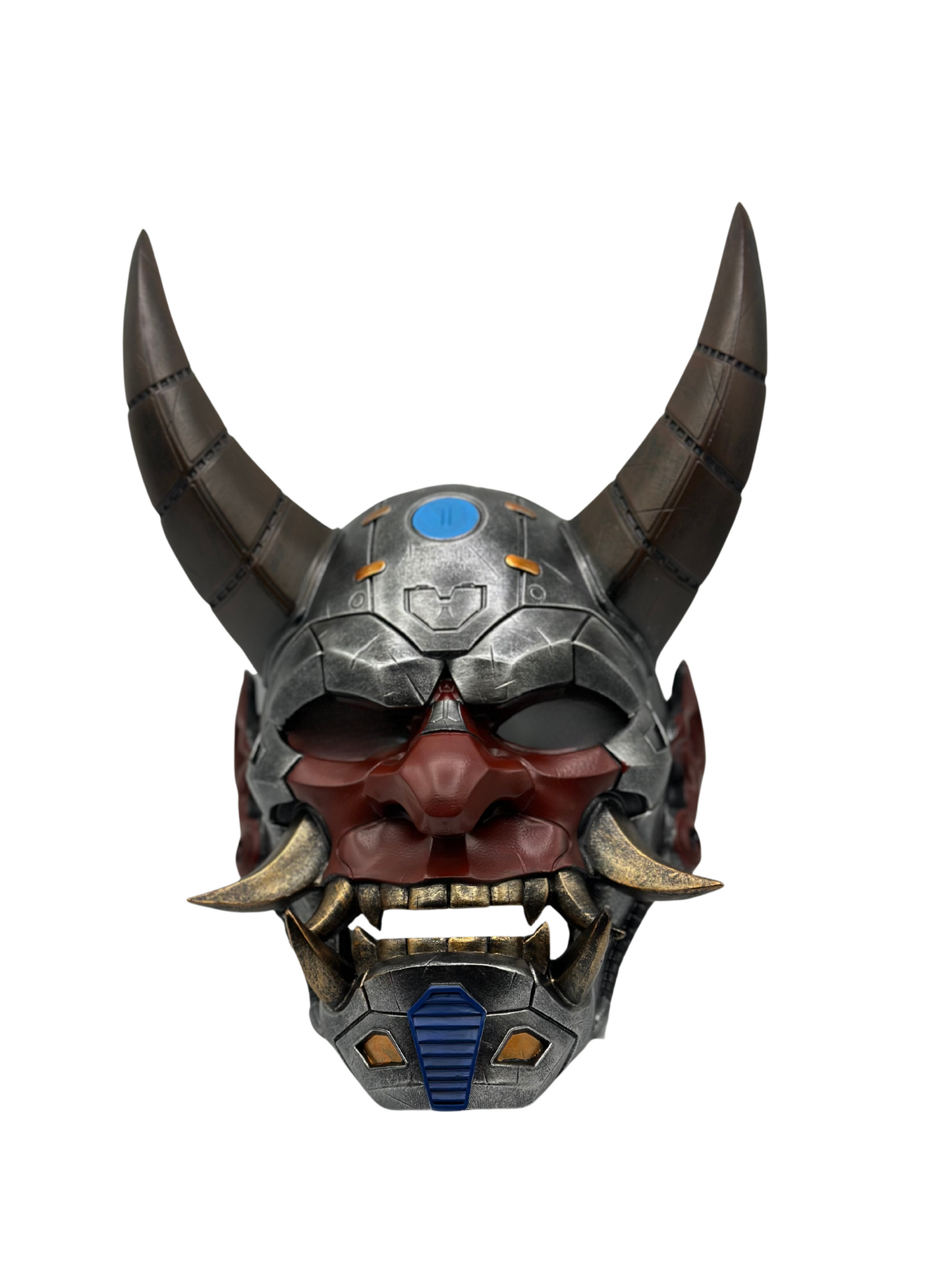 Wearable Japanese Oni Mask – Handcrafted Resin Demon Mask in Mechanical Style – Samurai mask