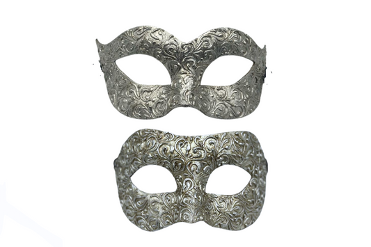 Set de Máscaras Venecianas para Parejas – Diseño Barroco Plateado