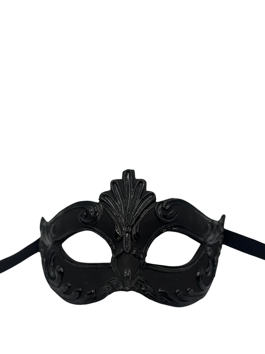 Luxury Black Venetian Masquerade Mask with Baroque Details