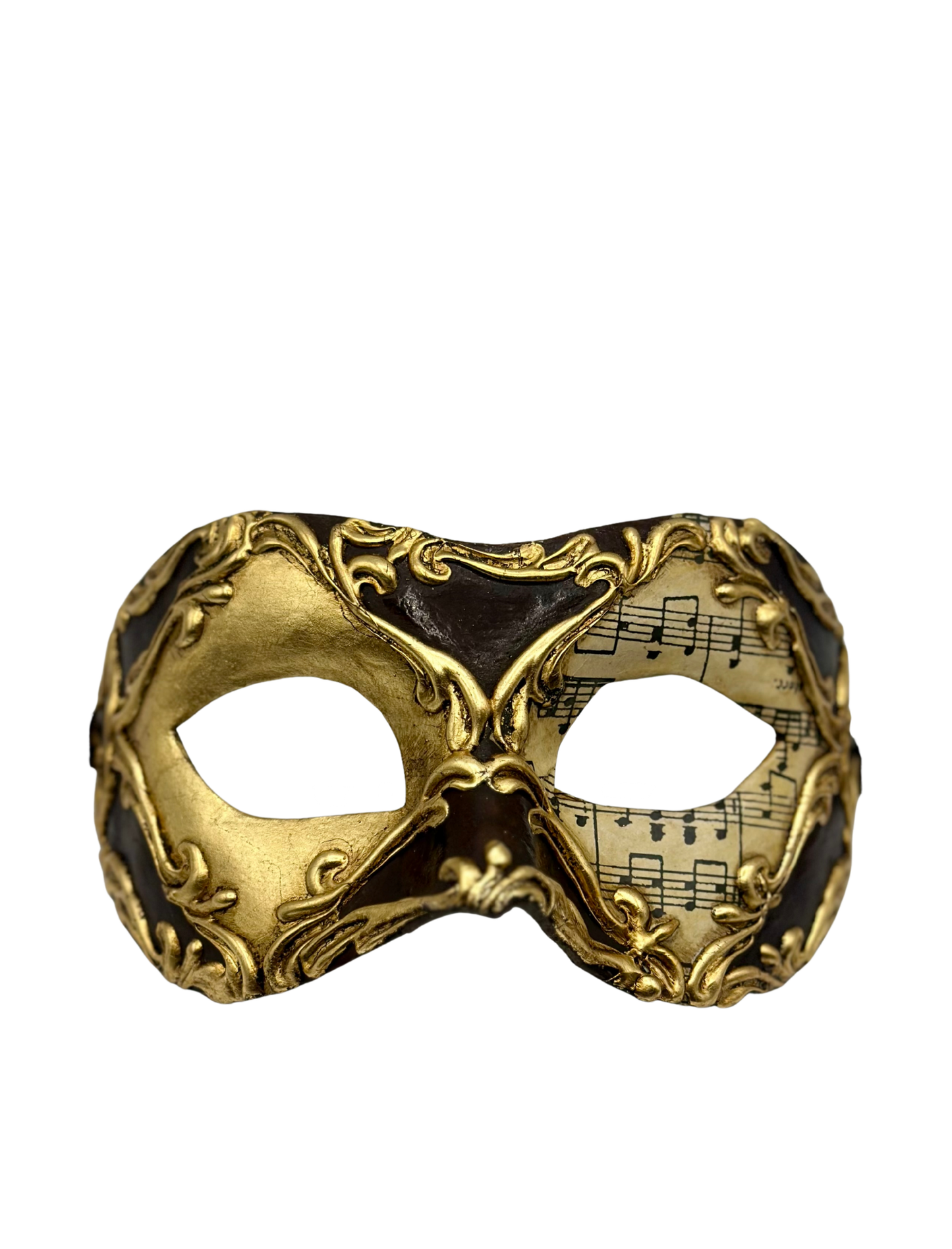 Music Notes Mask in gold and brown