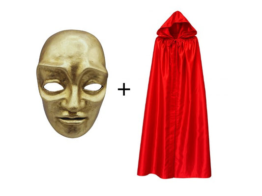 Set of eyes wide shut The priest mask and red cape - Halloween outfit - Masquerade outfit