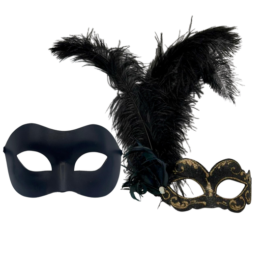 Lot de masques de couple Mascarade Noire