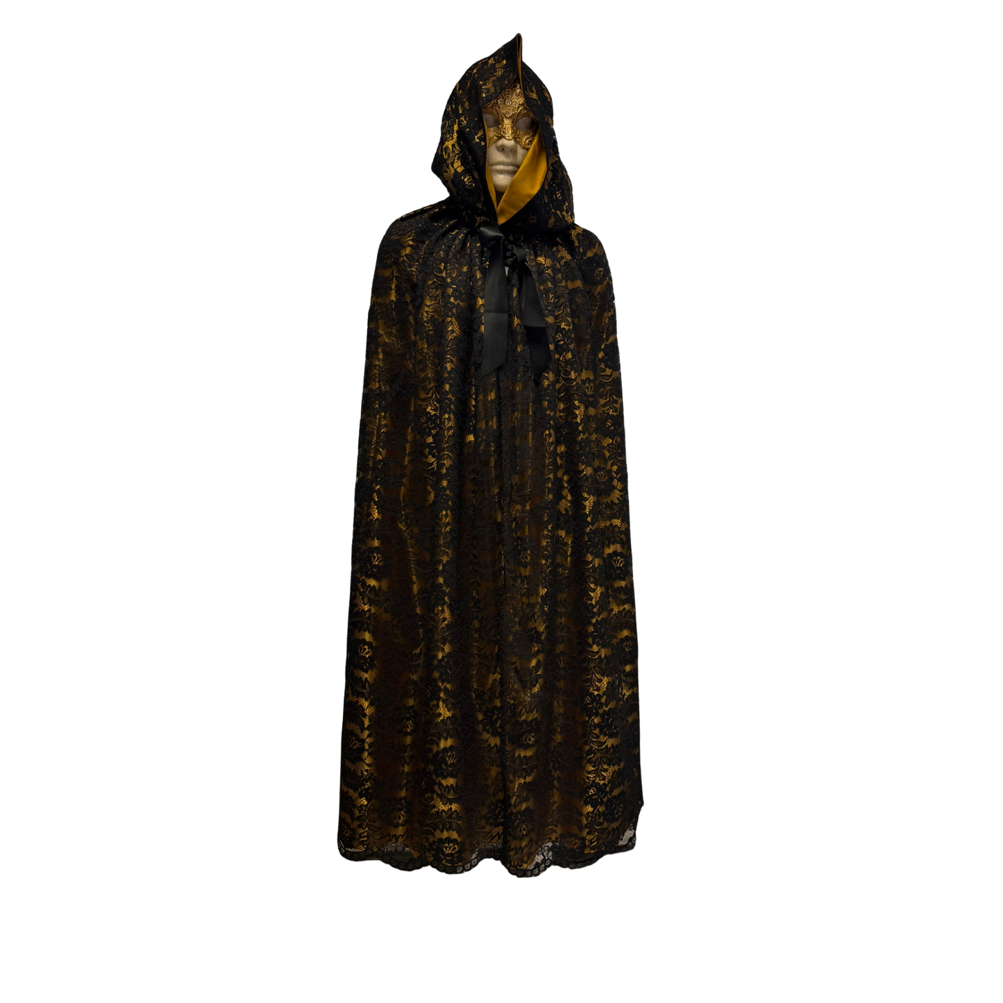 Golden cape covered with black lace with hood