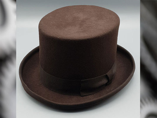 Steampunk hoge hoed, bruin, large - 59 cm