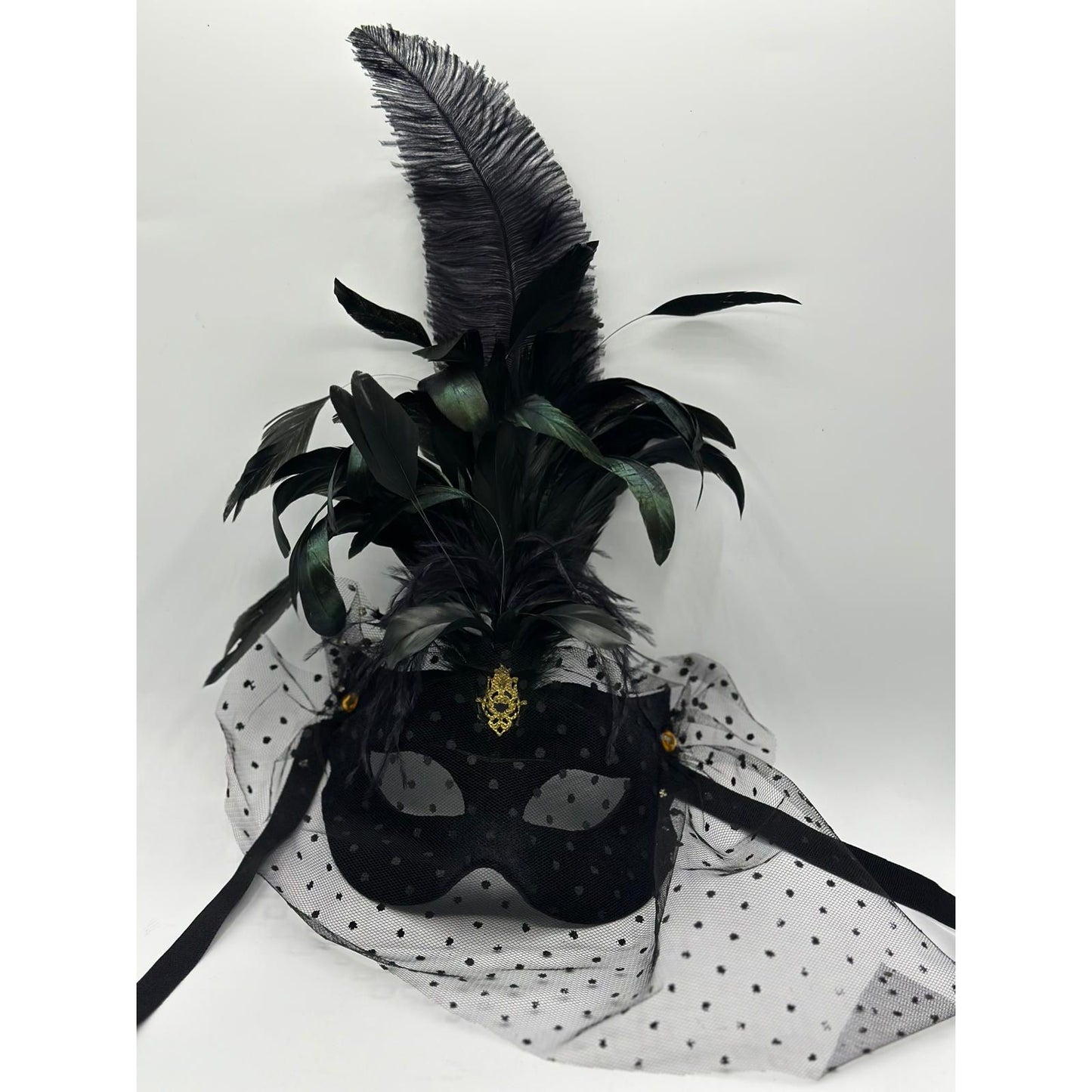 Venetian mask with feathers - Masquerade mask for women