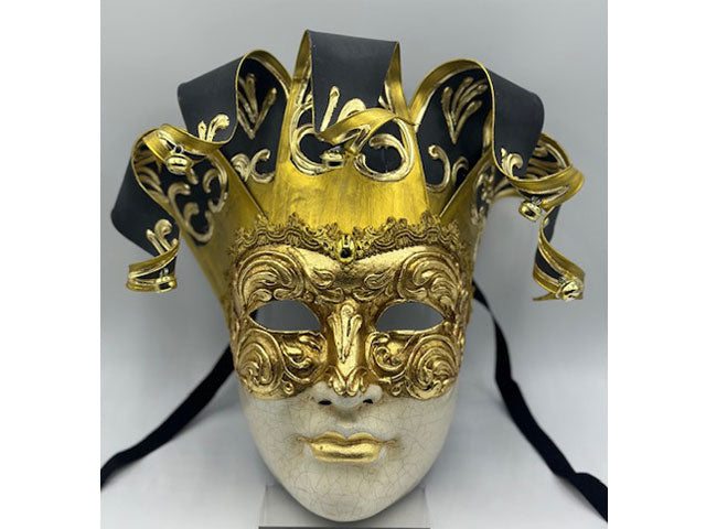 Venezianische Herrenmaske in Schwarz und Gold