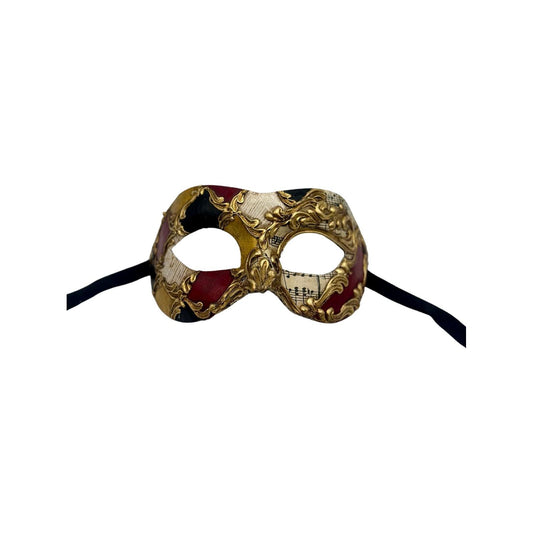 Venetian Mask with Music Notes - Masquerade Mask Red Black Gold - Baroque mask