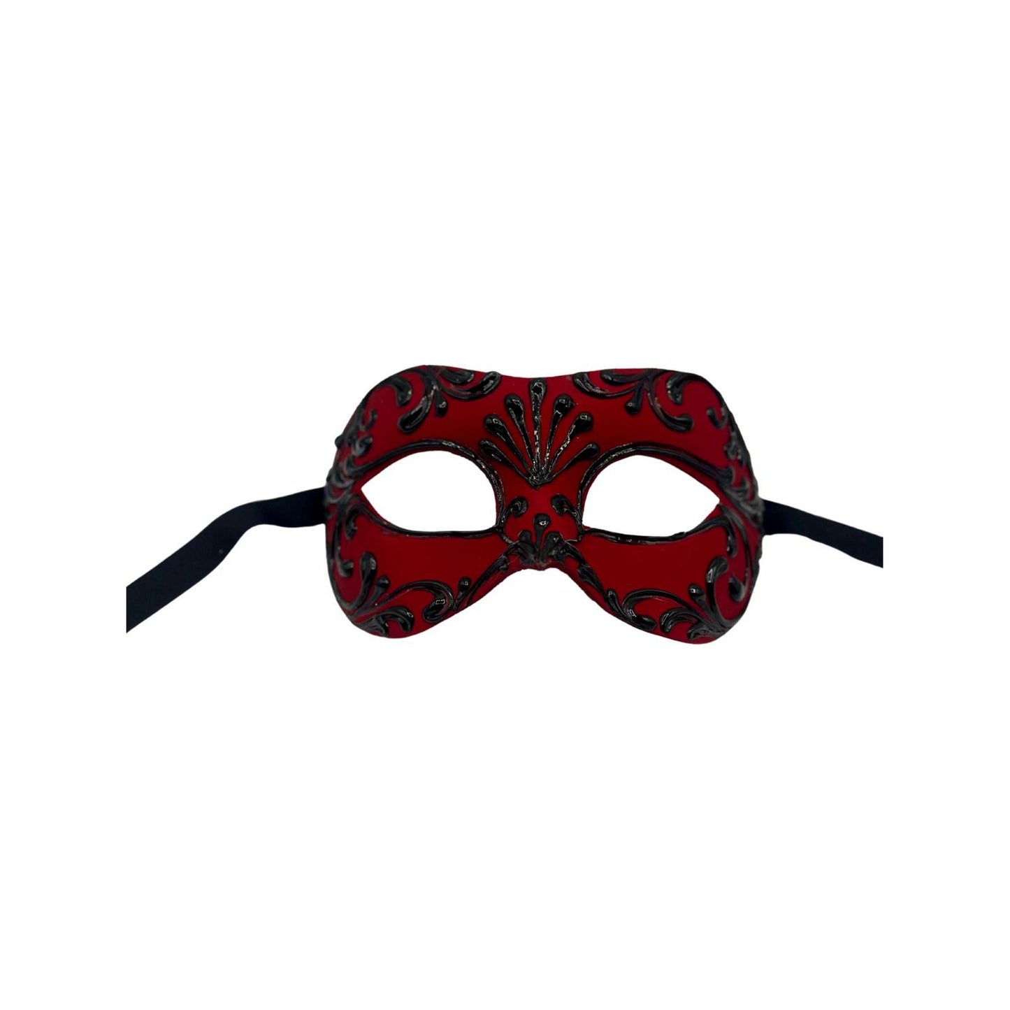 Luxury red Venetian Masquerade Mask   – Costume Mask with black baroque details