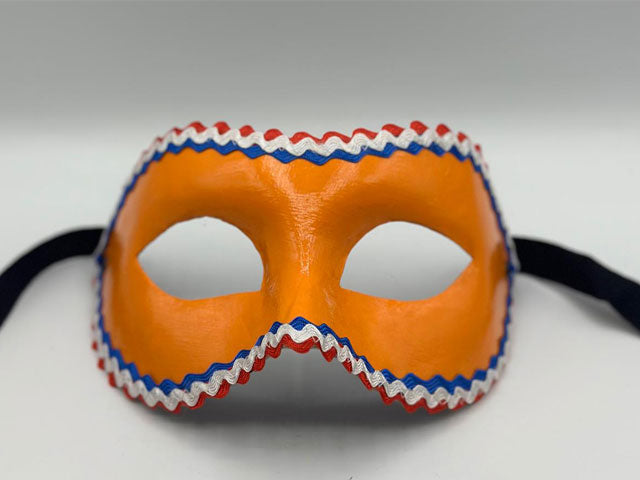 EK voetbal masker - Oranje masker met rood/wit/blauw vlag - Oranje Venetiaans masker handgemaakt - Feest masker