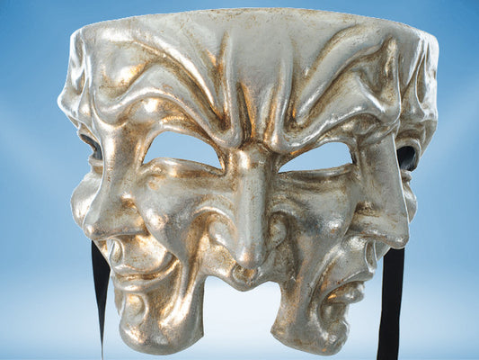 Drei-Gesichter-Maske in Silber
