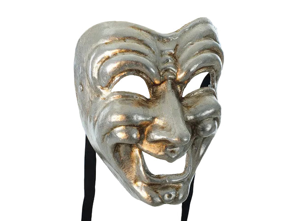 Comedy mask in silver – MaskshopVenice.com