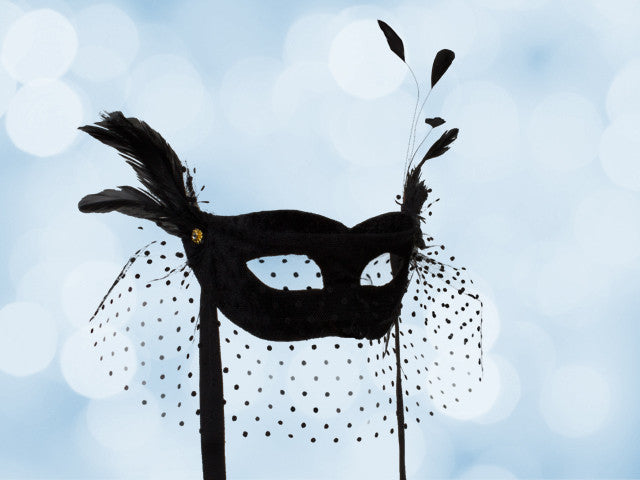 Black mask with voile, rudolfina masked ball mask, Venetian mask for woman