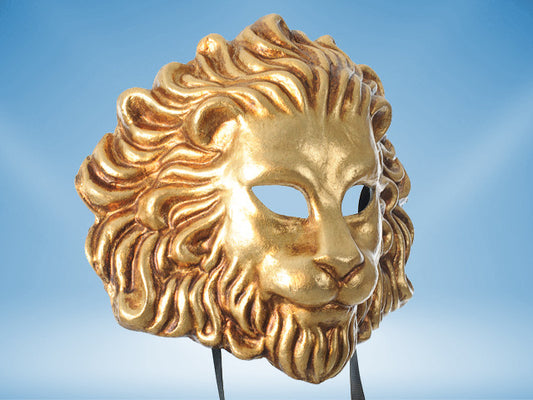 Golden lion mask, the lion of Venice mask, Venetian mask