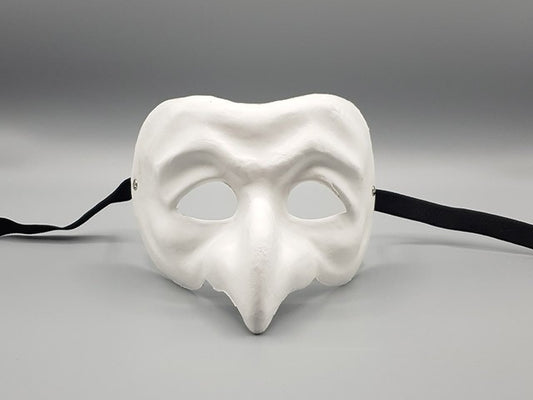 Máscara Polichinela en papel maché blanco
