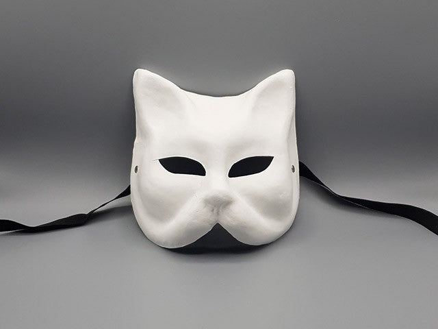 Blanco Katzen-Maske aus Pappmaché