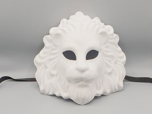 Wit papier-maché masker van een leeuw