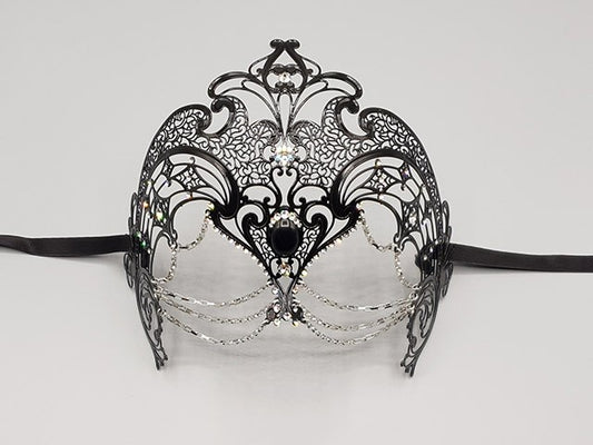 filigree mask with chains, metal mask with chains, mask for woman, woman mask