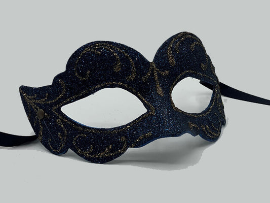 Blue mask glitter, Venetian mask blue glitter 