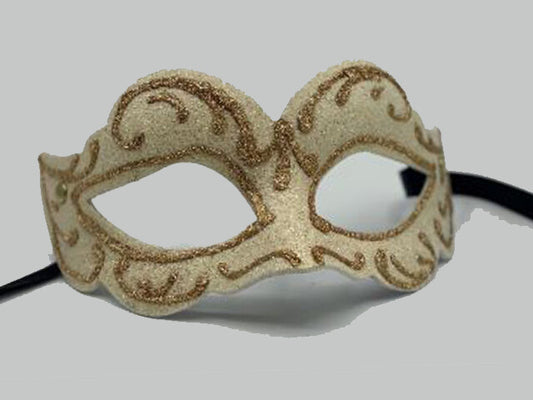 White mask glitter, Venetian mask in white with gold glitters
