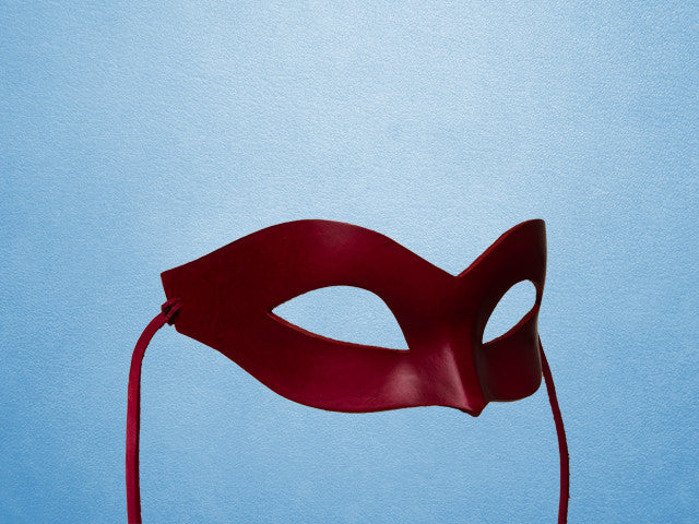 Red mask from leather