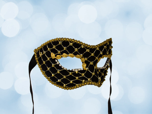 Zwartfluweel gala masker