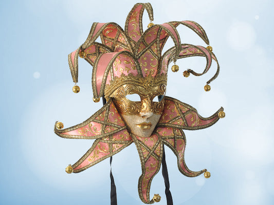 Jester mask in pink silk