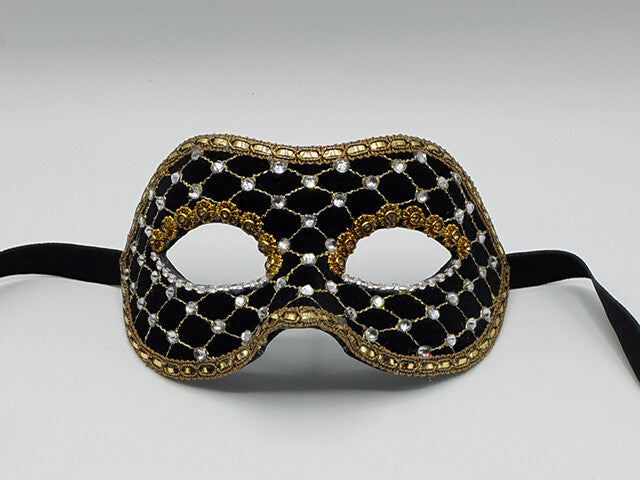 Masquerade mask in black , luxury Venetian mask in black 
