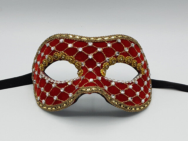 Masquerade mask in red , luxury mask in red .