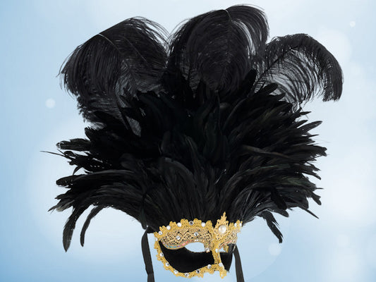 Grand mask with black feathers