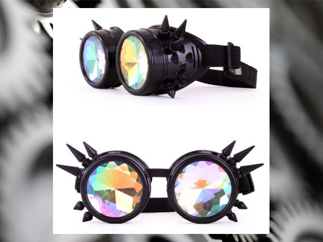 Steampunk Brille schwarz mit Spikes