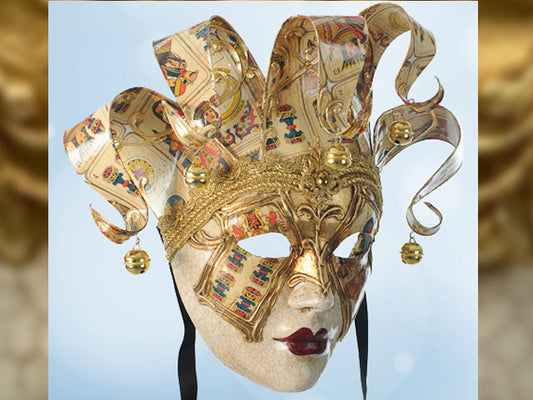 Joker Mask - Jester Masquerade Mask - Full Face Venetian Mask Gold and Red/Gold and White- Home Decor, Interior Design Mask F29/F30