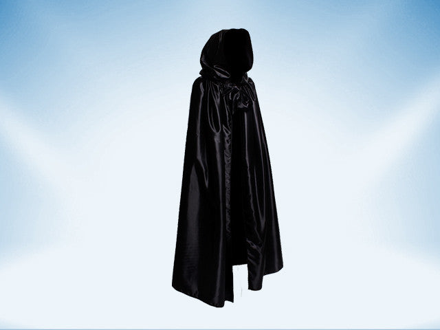 Venetian cape with a hood in black satin